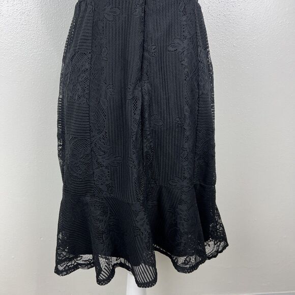 NY Collection Dress Women Extra Small Black Floral Lace Short Sleeve Fit Flare - Picture 11 of 11